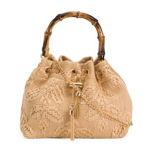 Tommy Bahama Woven Shoulder Bag with Bamboo Handle